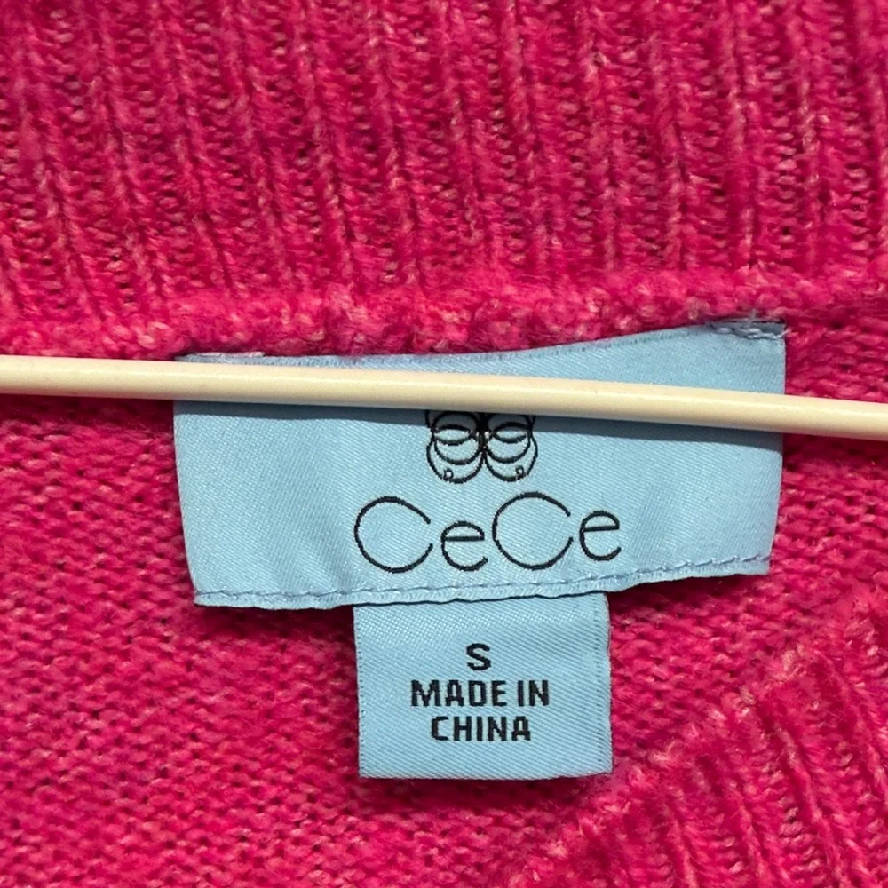 CeCe Fuchsia Sweater with rhinestone Details - Picture 2 of 4